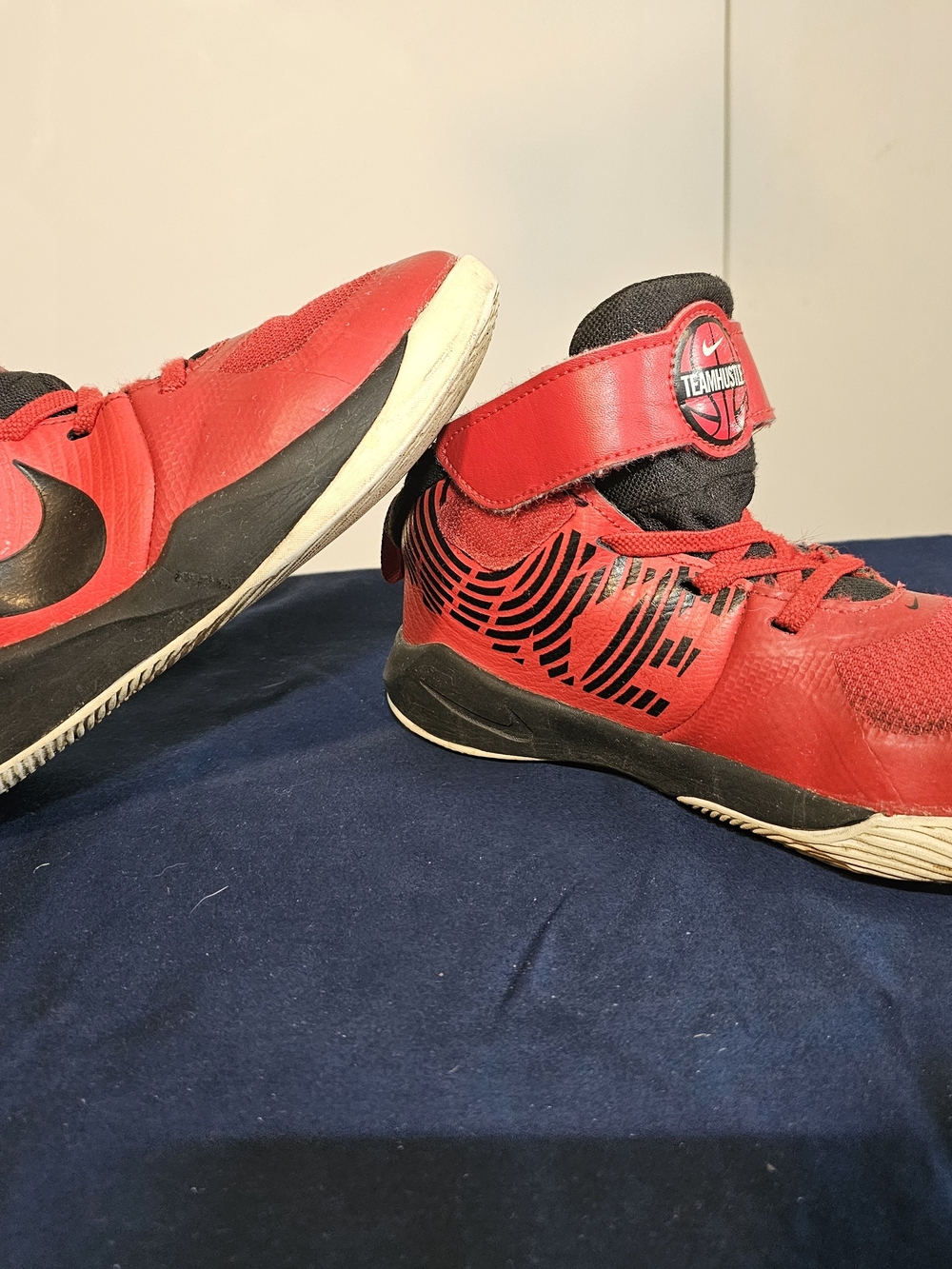 Nike Kids Red and Black High-Top Basketball Sneakers
